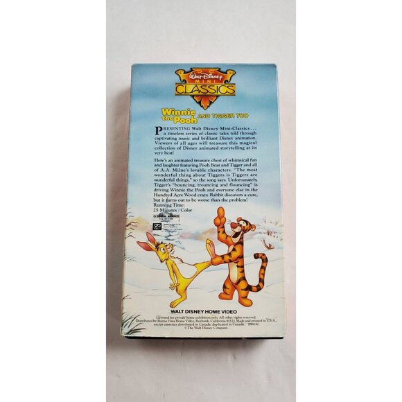 Rare Vintage Winnie the Pooh and Tigger Too VHS 1985 Walt Disney Mini Classics - Picture 2 of 5